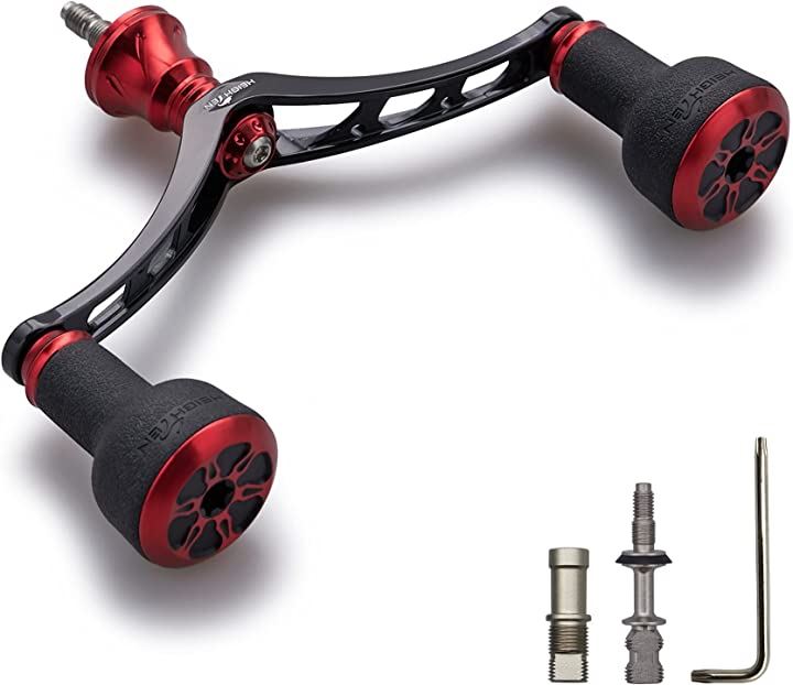 98mm リール ハンドル シマノ SHIMANO ダイワ DAIWA 通用 スピニングリール TPE Series(ブラック＆レッド)