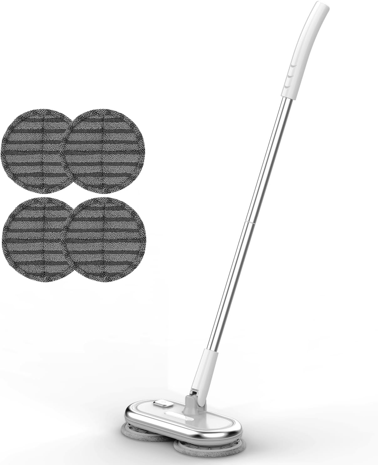 コードレス回転式電動モップ 軽量充電式で多角度転換可能 自立式 モップパッド4枚付き