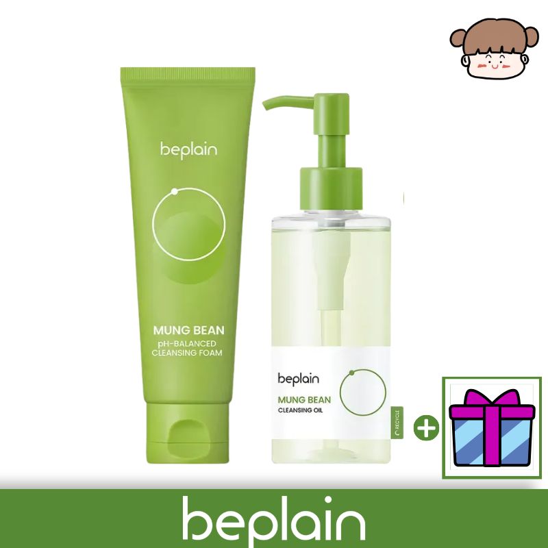 【毛穴すっきりDUO】beplain 緑豆弱酸性クレンジングフォーム160ml＋オイル200ml・黒ずみ・角栓ケアダブル洗顔 クレンジングセット 緑豆クレンジング クレンジングオイル 4,417円