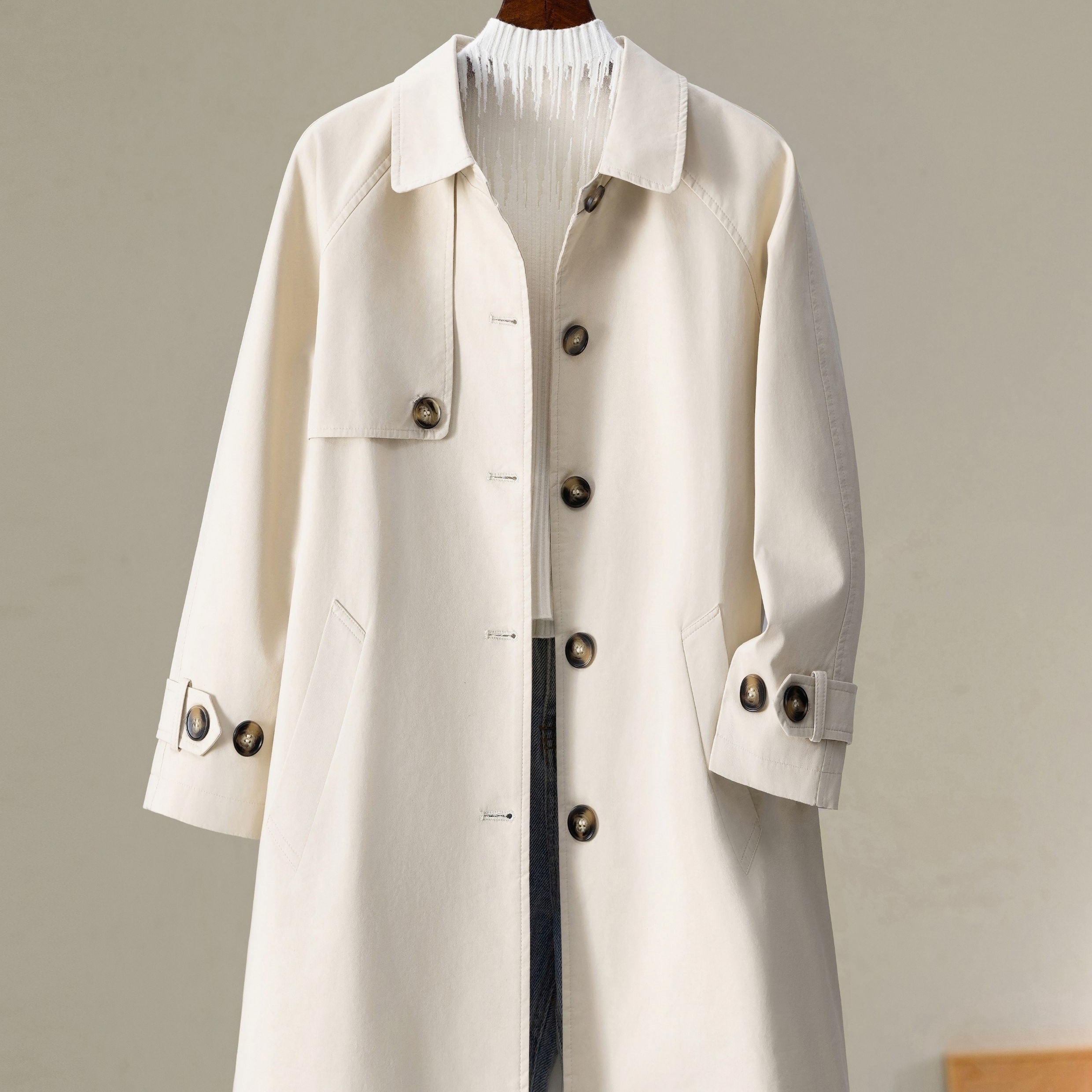 アウター コート ミディアム丈コート トレンチコート 長袖 襟付き 前開き ボタン ポケット ミディアム丈 かわいい 大人可愛い きれいめ シンプル 上品 おしゃれ かっこいい カジュアル こなれ感