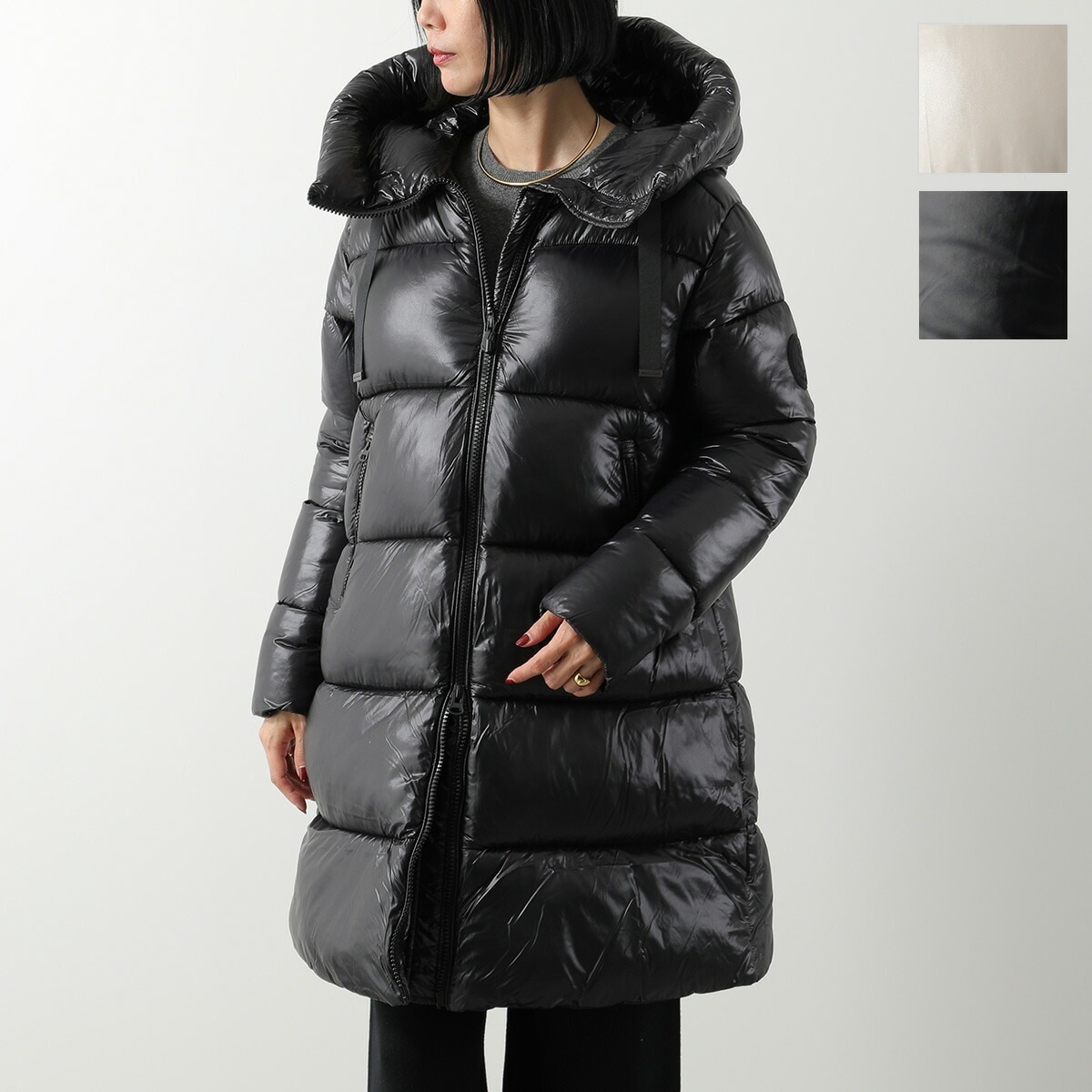 SAVE THE DUCK セイブザダック エコダウンコート ISABEL イサベル D45510W LOVE21 レディース 中綿コート フード付き ラバーアイコンパッチ カラー2色