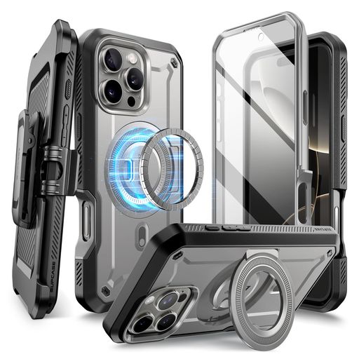 SUPCASE IPHONE 16 PRO ケース 6.3インチ 2024 磁気ケース MAGSAFE対応 米軍MIL規格取得 衝撃吸収 全面保護 画面保護フィルム付き 内蔵スタンド 腰かけクリップ付