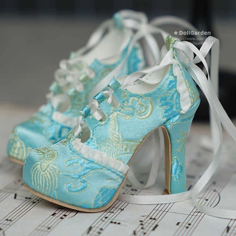 チャイナ風ドール靴 ハイヒール 1/4 BJD シューズ doll 人形靴 黒色 緑色 MSDサイズ球体関節人形ハイヒールフット用