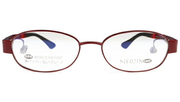 ネオジン NEOJIN NJ3009 c.1 レッド メガネ 鼻パッドなし 鼻あてなし 跡のつかない ノーズパッドなし