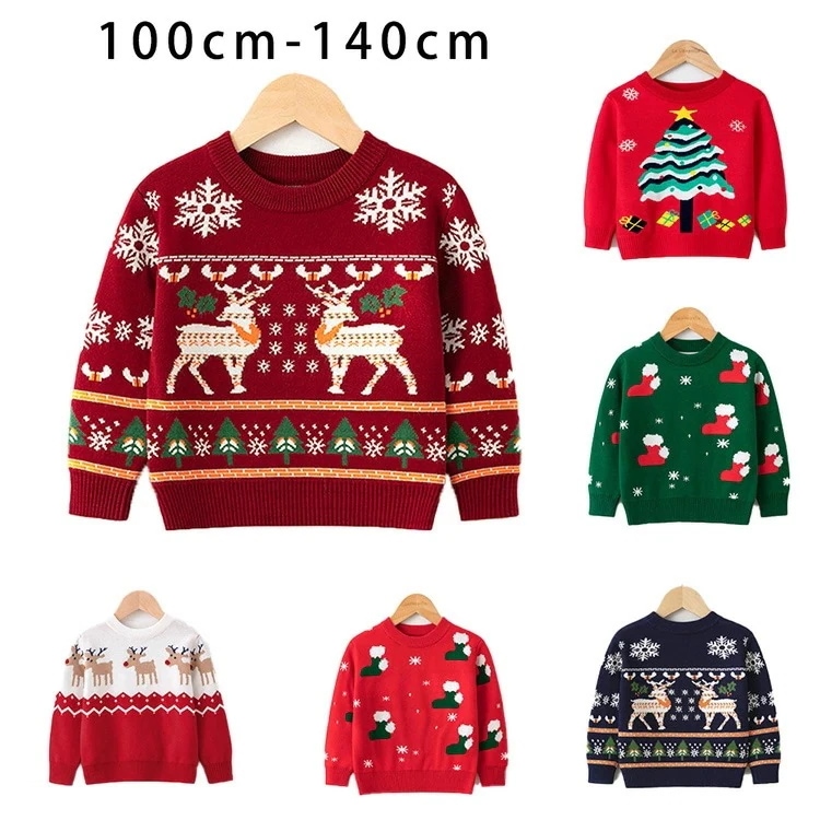 【可愛いクリスマス柄】ニットセーター 供服 キッズセーター 秋冬物 パーカー 可愛い サンタ服 クリスマスコスチューム　トップス トレーナー スウェット 長袖 キッズ 女の子 男の子 こども服 子ども