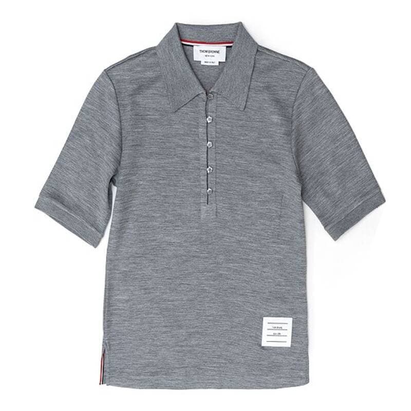 レディース パールフラワーボタン ポロシャツ FJP062A 05596 055 グレー