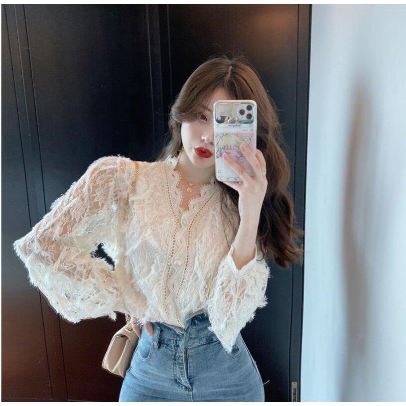 ベストセラー総レースブラウス レディース シャツブラウス 総レース フラワーレース 透かしレース 透け感 長袖 レース 裏地付き トップス フェミニン バレンタイン プレゼント