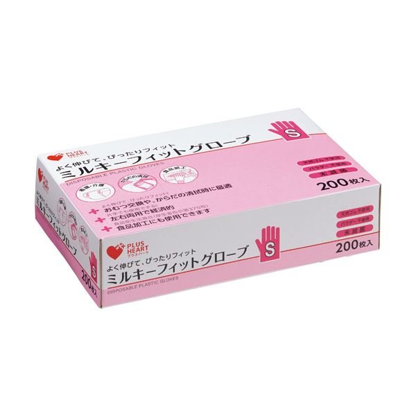 （まとめ） オオサキメディカルミルキーフィットグローブ 透明 S 70204 1箱（200枚） [x10セット]