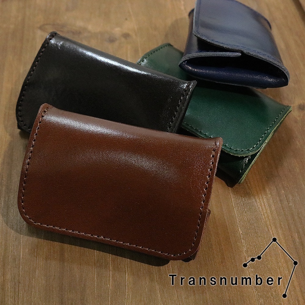 ランスナンバー コインケース カード入れ メンズ レディース 小銭入れ ミニウォレット コンパクト財布 栃木レザー 本革 TR-WD0007 軽量 TRANSNUMBER 無地 天然素材 男性 彼氏