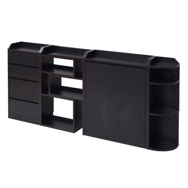 JKプラン カウンター下収納 4点セット 薄型 幅162 194 奥行22 高さ80 リビング 引き