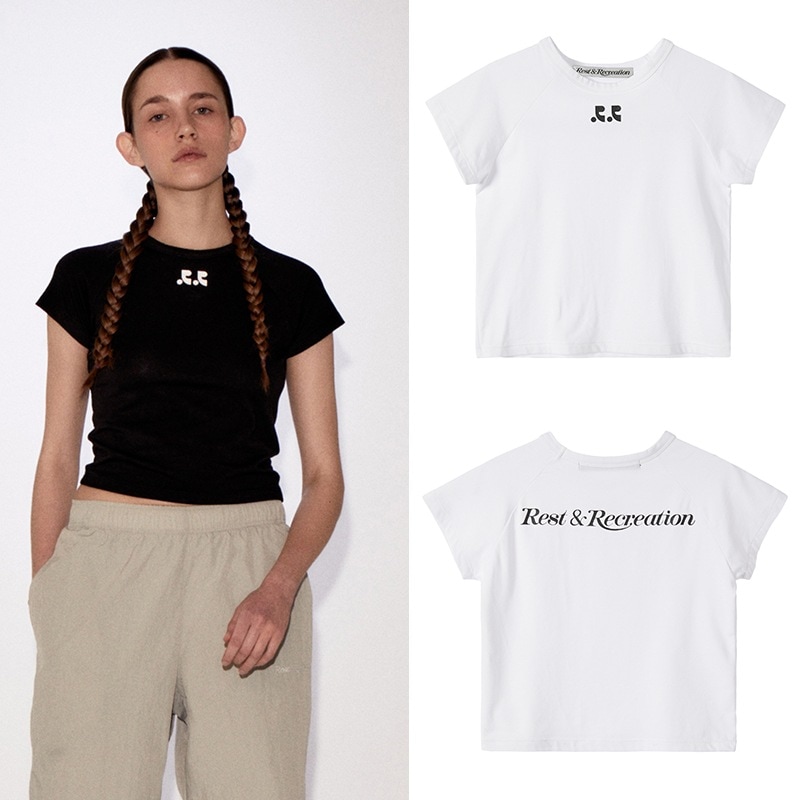 RR LOGO CROP T-SHIRT - WHITE 韓国ファッション, アイドル服, 韓国Tシャツ