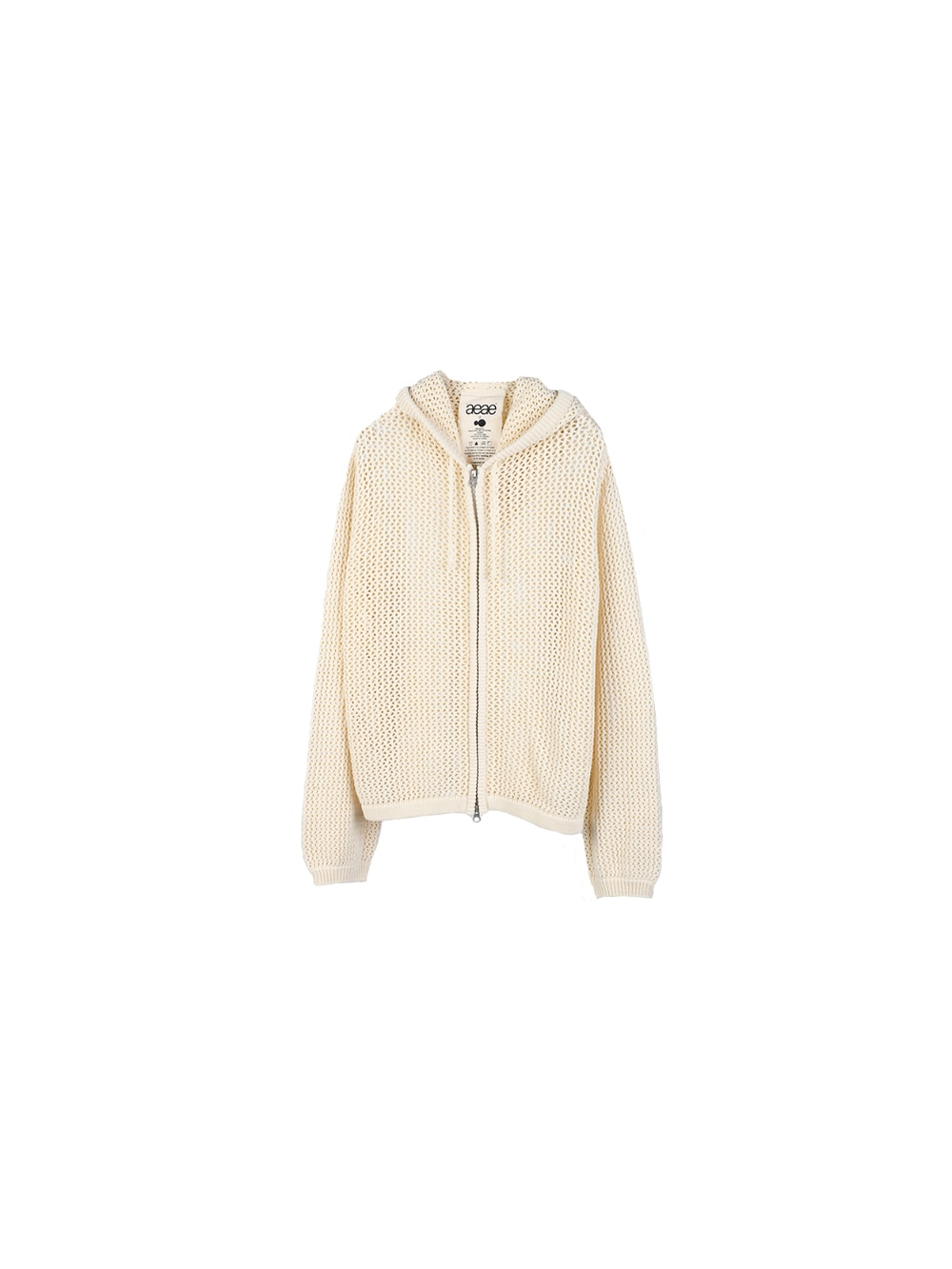 【aeae】 MESH KNIT HOODIE : LIGHT BEIGE