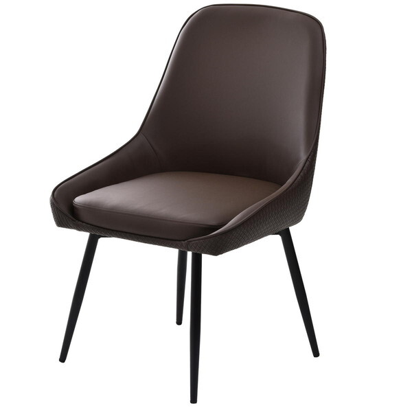 B.Bファニシング ONCH0295SQBRN スクエアブラウン Alterna 型押しダイニングチェア 2脚セット メーカー直送