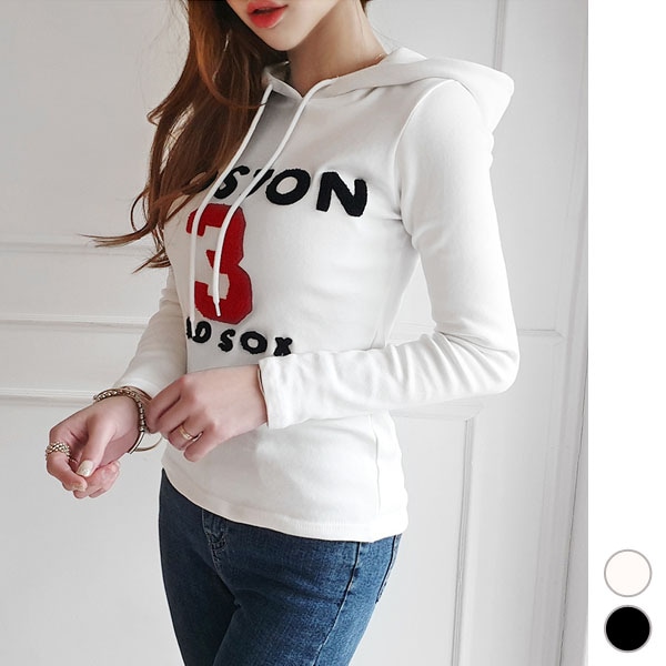 ロンT レディース トップス パーカー 長袖 フード付き ロゴ 英字 ライン 綿 タイト カジュアル デイリー 20代 30代 40代 韓国 メール便可 to22510