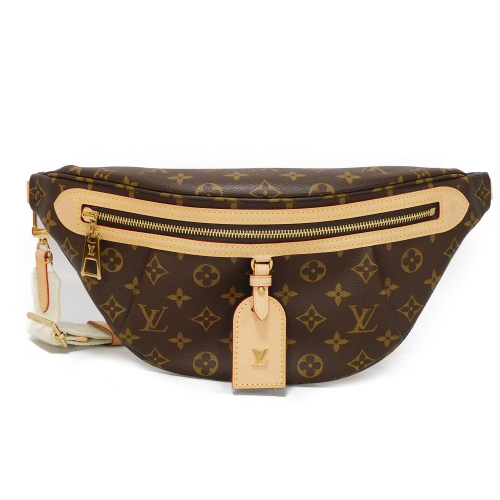 【中古】 ショルダーバッグ 現行 LVロゴ フラワー ヌメ革 バムバッグ RFID ICチップ 未使用 ハイ ライズ モノグラム M46784