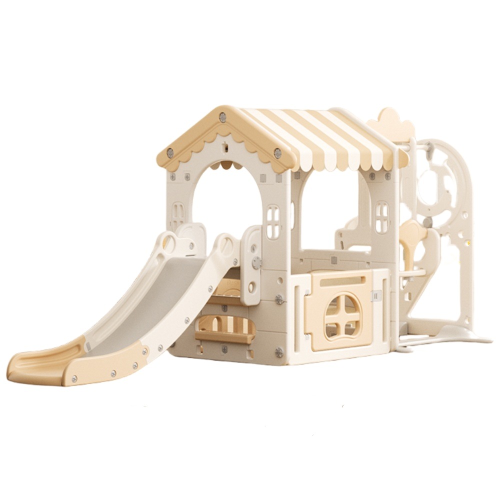 【国内発送送.料無料】大型遊具 滑り台 ゴール遊びA25 屋内 収納スペース 子供 キッズ 男の子 女の子 誕生日 プレゼント こどもの日プレゼント 秘密基地　画板テーブル付き ベージュ×ホワイト