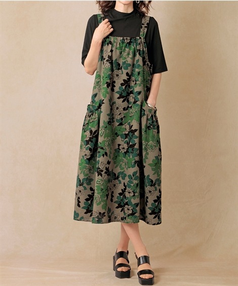 ジャンパースカート 花柄プリントジャンパースカート アトランダム