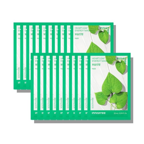 【Innisfree】 Heartleaf Energy Mask 22mL 20sheets (贈呈品なくなり次第予告なしで贈呈終了)