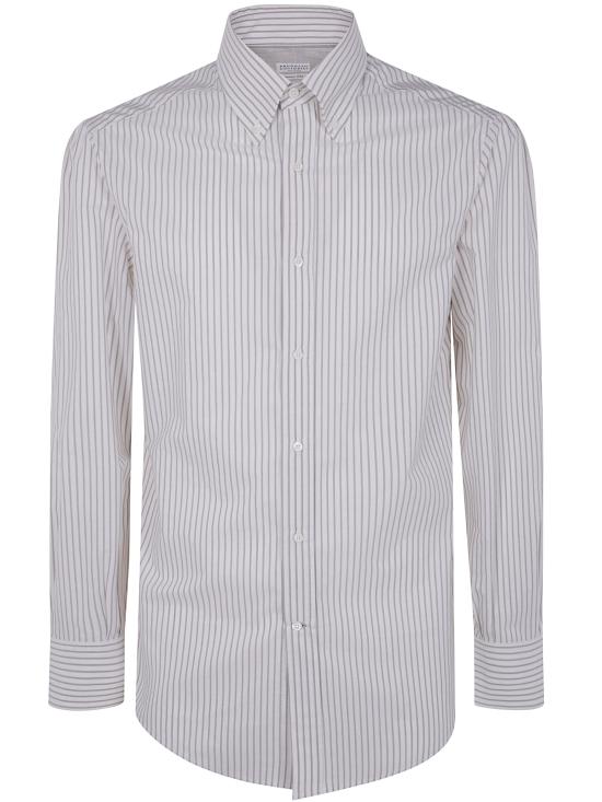 BRUNELLO CUCINELLI Men Long Tops MM6740038 C033 WHITE DARK BROWN
