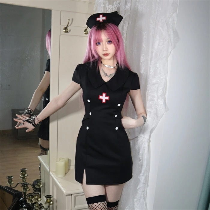 ナース服 セクシー コスプレ ハロウィン コスチューム コスプレ 仮装 ナース 看護婦 女医 医者 なりきり ドクター 黒 セクシー 大人コスプレ衣装 かわいい 大人用 可愛い クリスマス