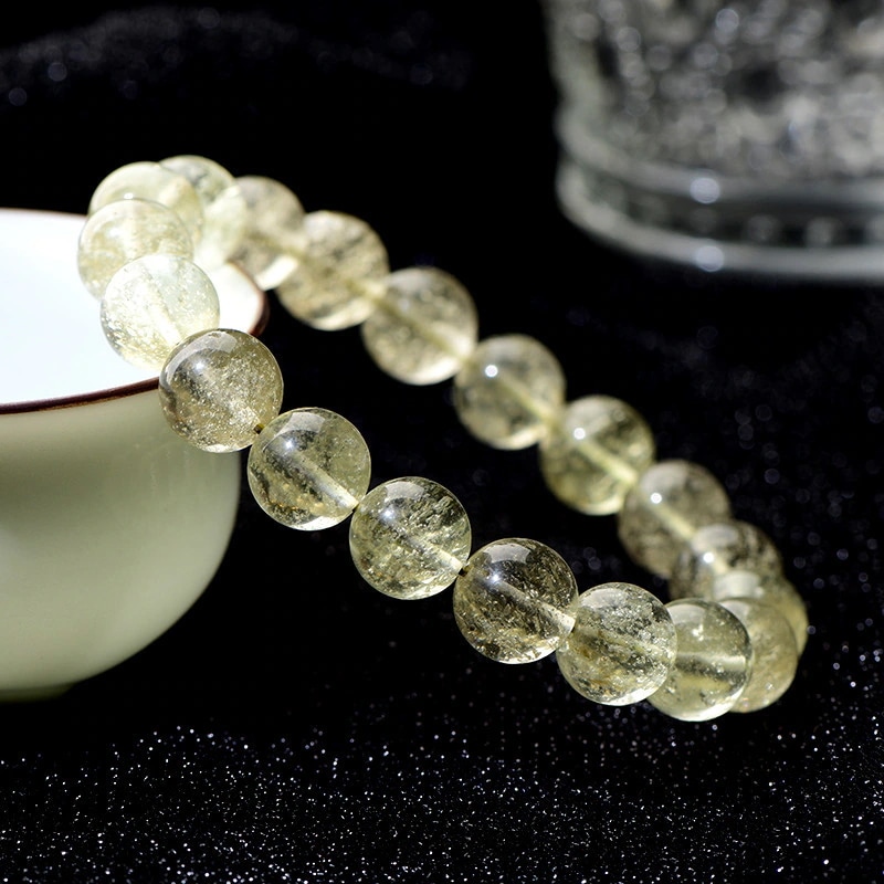 天然水晶天然リビアゴールド隕石ルースビーズブレスレットスノーフレークリビアボールビーズブレスレット卸売