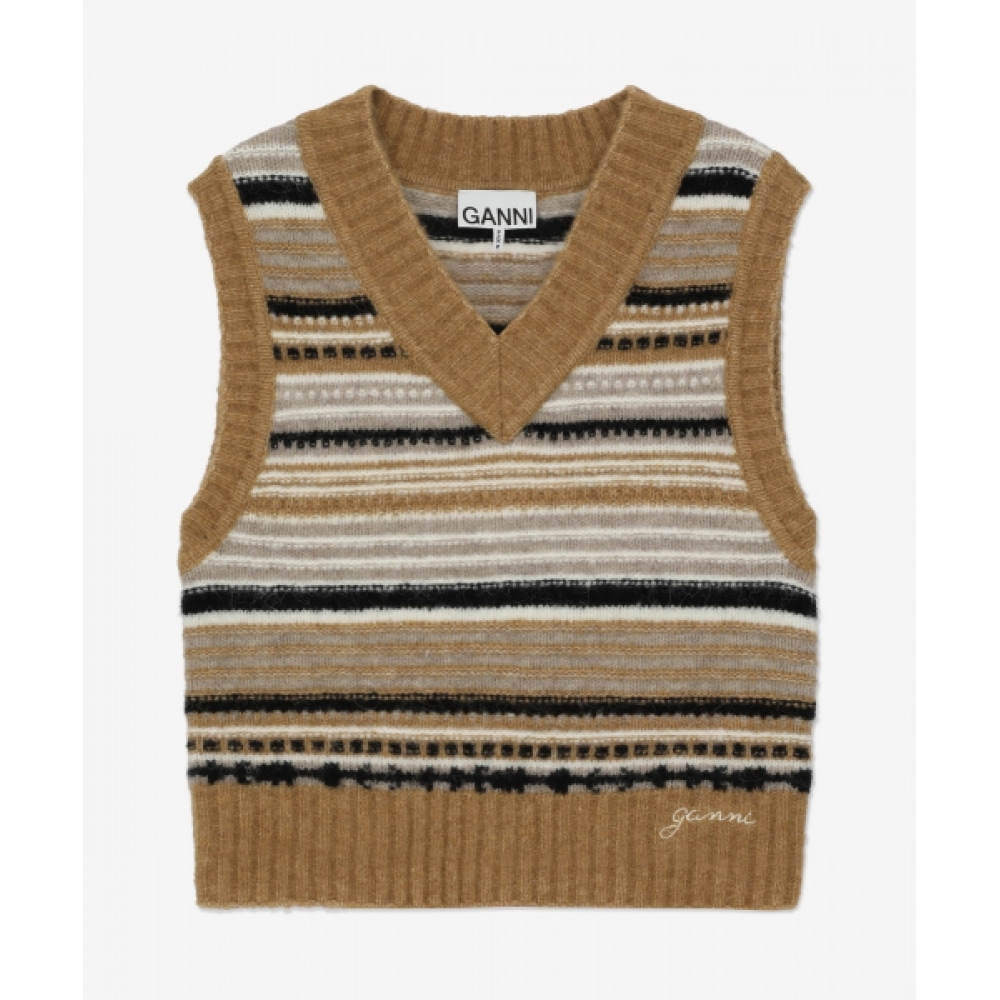 GANNI ソフトウールストライプベスト-タイガーズアイ/K2236177 40,655円