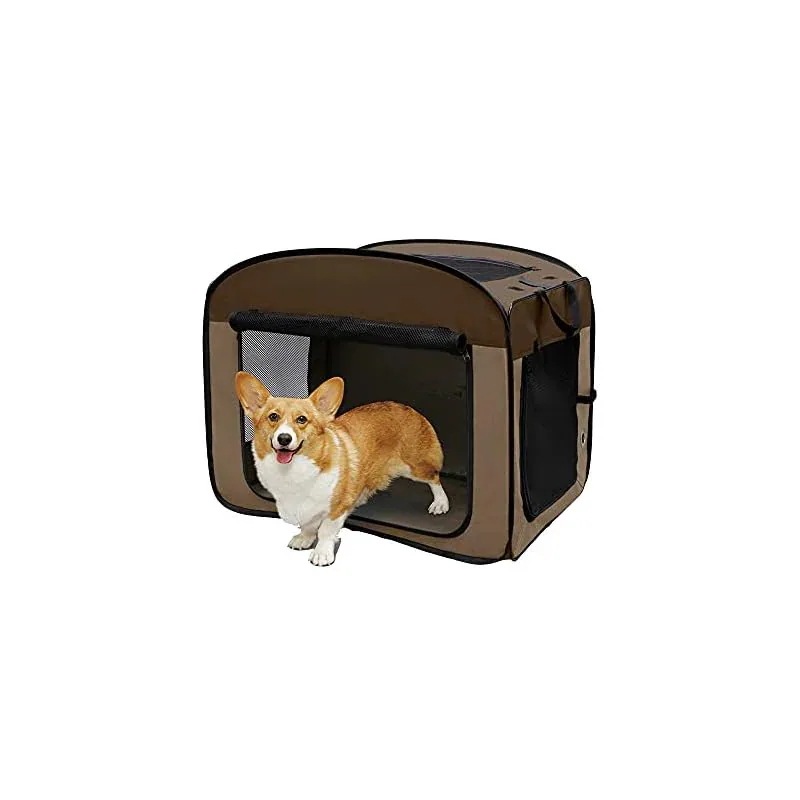 【即納】アイリスオーヤマ 犬 猫 ケージ 折りたたみ アウトドア 防災 ブラウン 中型犬用 幅80奥行51.5高さ66cm