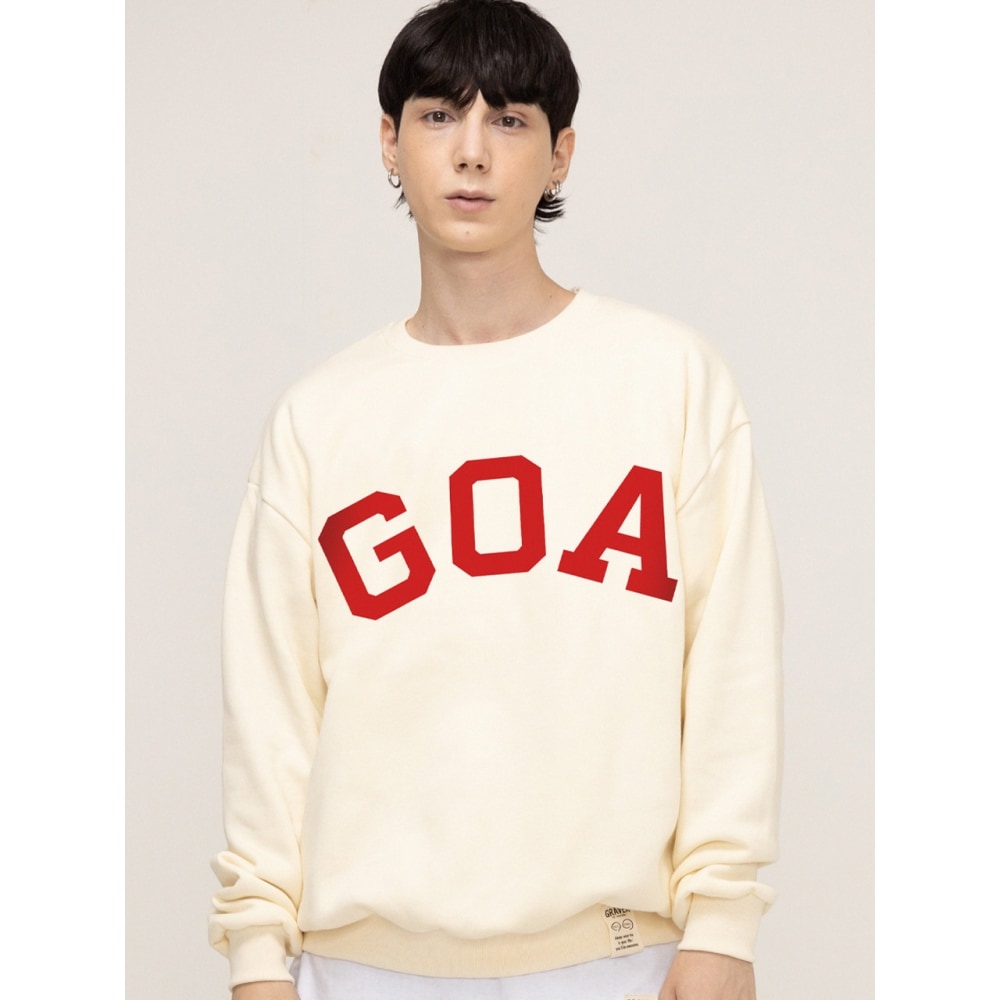 GRAVER GOA フロッキングバックスマイル刺繍マンツーマンクリーム