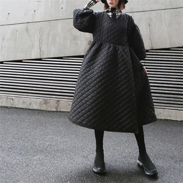 ロング中綿コート 綿入れロング丈冬服 レディースアウター 手触り良いふわふ
