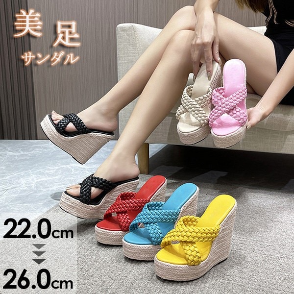 ウェッジソール 厚底サンダル 美足サンダル ビーチサンダル ヒール15 厚底 ミュール 普段履き サマー カジュアル ファッション リゾート 旅行 沖縄 ボヘミアン シューズ 軽量 オープントゥ スト 4,946円