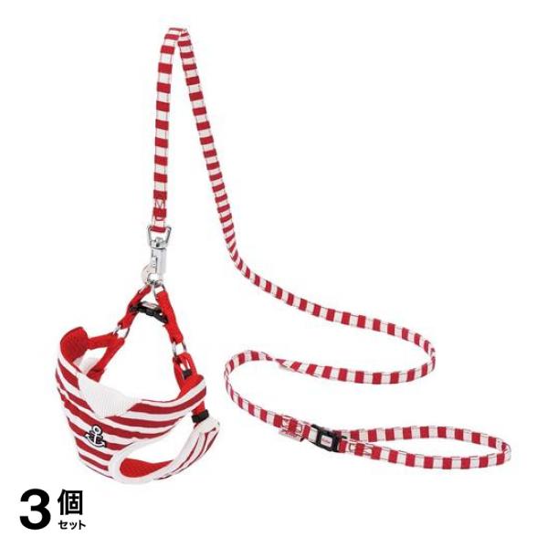 ワンワンカジュアル マリンベストハーネス&リード S 小型犬用 レッド 1組入 (W55870) 3個セット