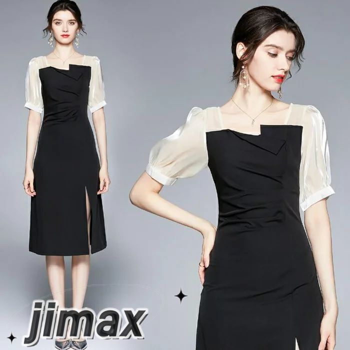 パーティードレス　結婚式 ワンピース 20代　30代 ワンピース スリット パーティドレス ウェディングドレス 二次会 花嫁 ブライズメイド ロングドレス ミモレ丈　結婚式 入学式 演奏会用 お呼ば