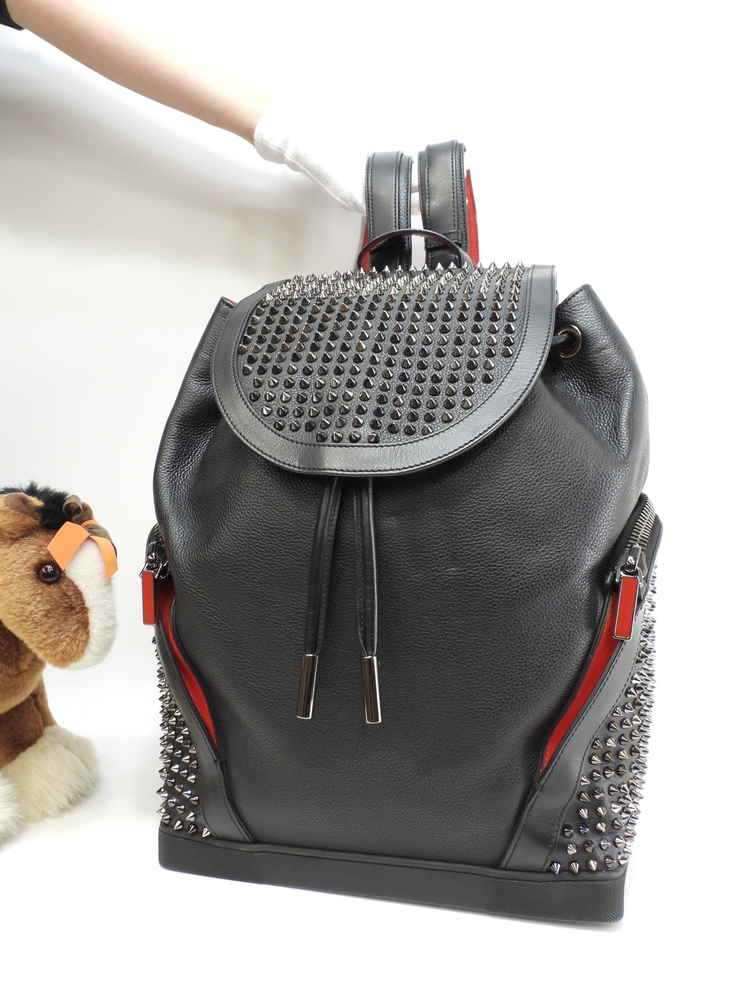 エクスプローラファンク 銀スタッズ レザー黒 バックパック リュック 美品@ 1