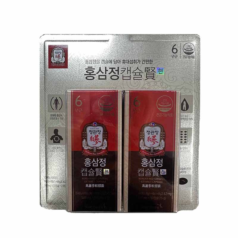 正官庄紅参園 カプセル 賢 500mg x 100カプセル Red Ginseng Capsule 紅参カプセル 韓国食品 韓国飲み物 美肌 サプリ 健康機能食品
