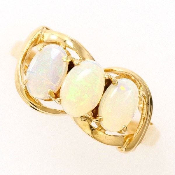 K18 18金 YG イエローゴールド リング 指輪 16.5号 オパール ジュエリー 中古