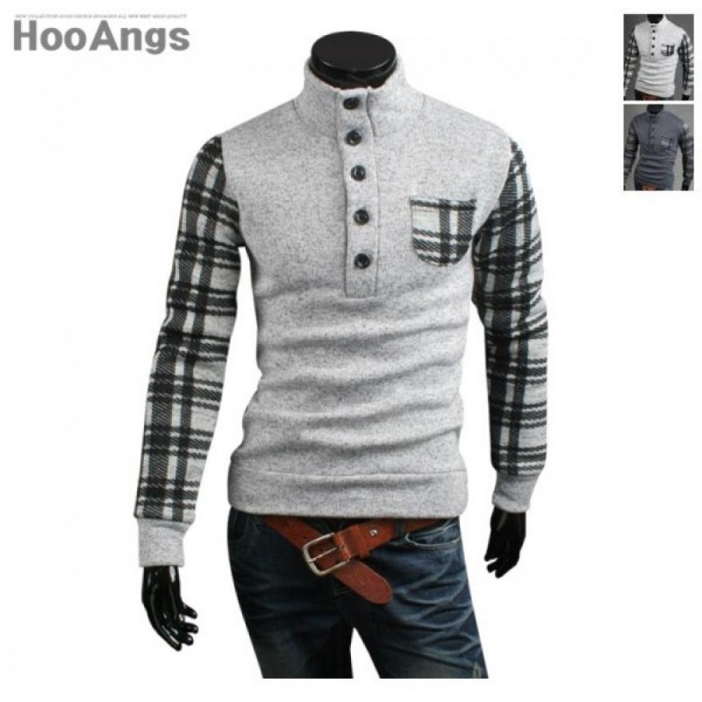 (ジュアンス) 起毛チェックポケットネックボタンポーラー DRPT4640