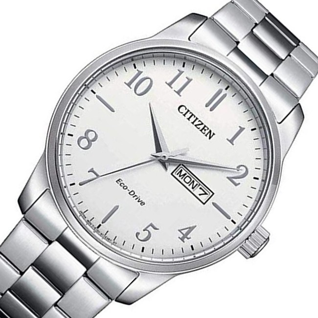 メンズ ソーラー腕時計 ホワイト文字盤 メタルベルト BM8550-81A 海外モデル