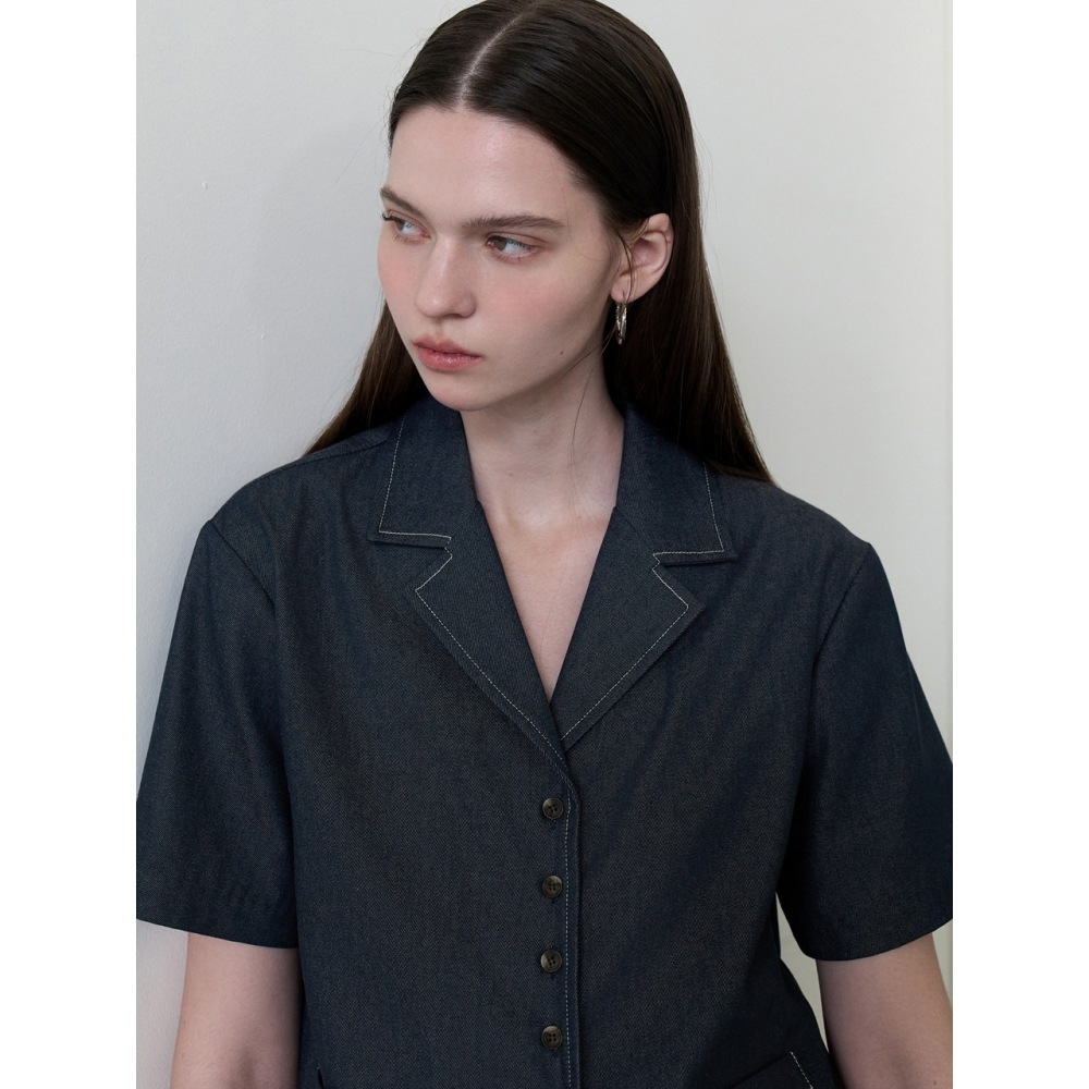 アムールモイエールコットンステッチシャツデニム amr1800