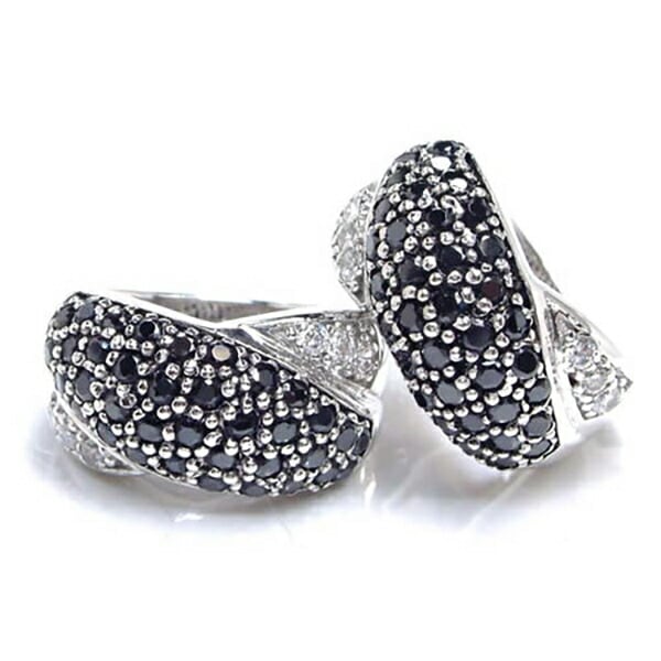 ロイヤルクロスジュエルリング（ブラックxクリア）14号-19号 選べる 指輪 シルバー925 刻印あり プレゼント 男性 女性 本物の銀 親指 人差し指 中指 薬指 小指 sr00000809-xx