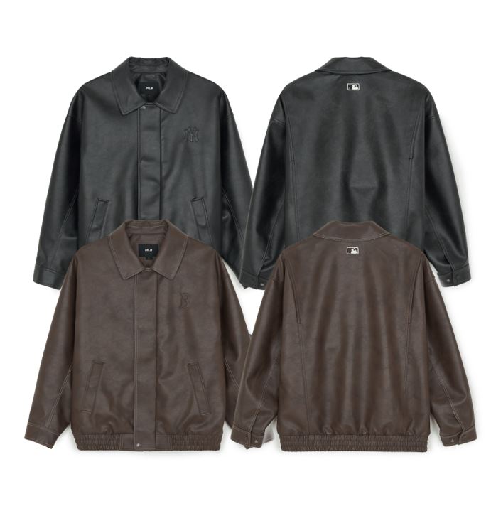 Vintage Mid Fake Leather Jacket (3AJPB1461-43BRD,3AJPB1461-50BKS)