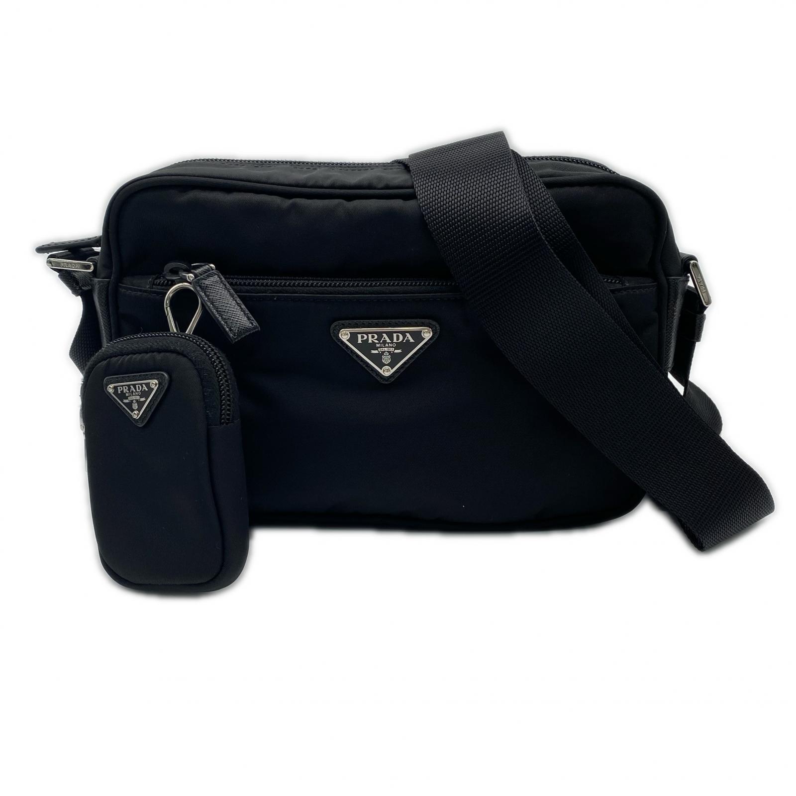 3日以内返品可 美品 ショルダーバッグ リサイクルポリアミド Re-Nylon ショルダーバッグ 1BC167 ブラック ナイロン レディース