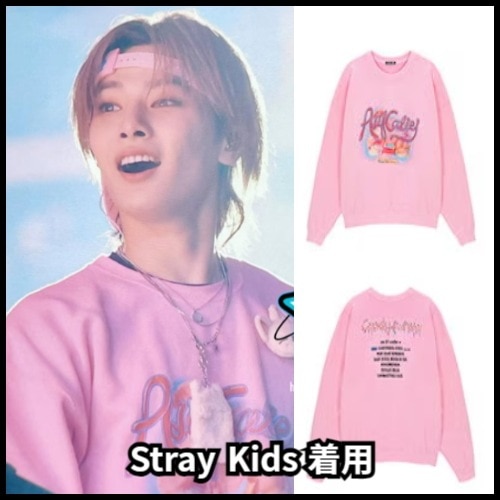 [Stray Kids ヒョンジン着用］CANDYFORNIA SWEATSHIRT PINK/長袖Tシャツ/女性Tシャツ/男性Tシャツ