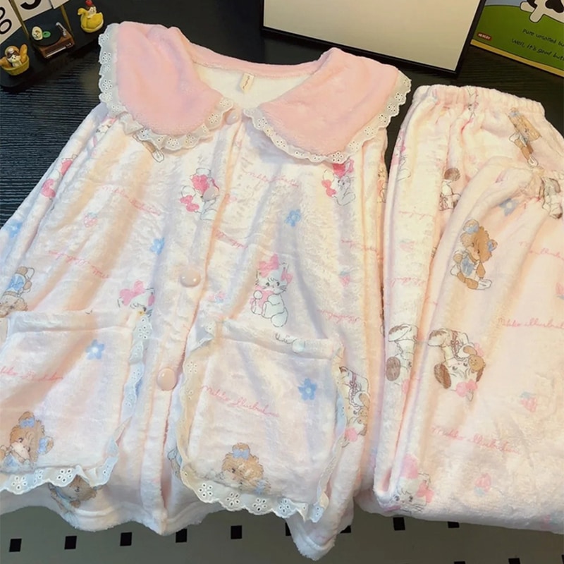 日本製ミッコパジャマ 女性用 秋冬 コーラルベルベット 厚手のフランネル 甘くて可愛い 学生 ホーム服