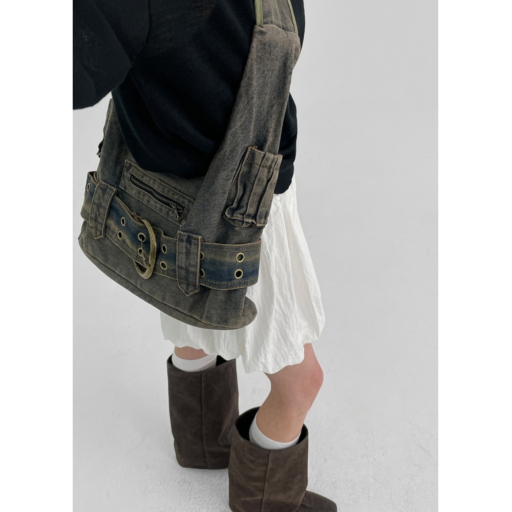 ブラックアップパーセルビンテージクロスボディバッグ