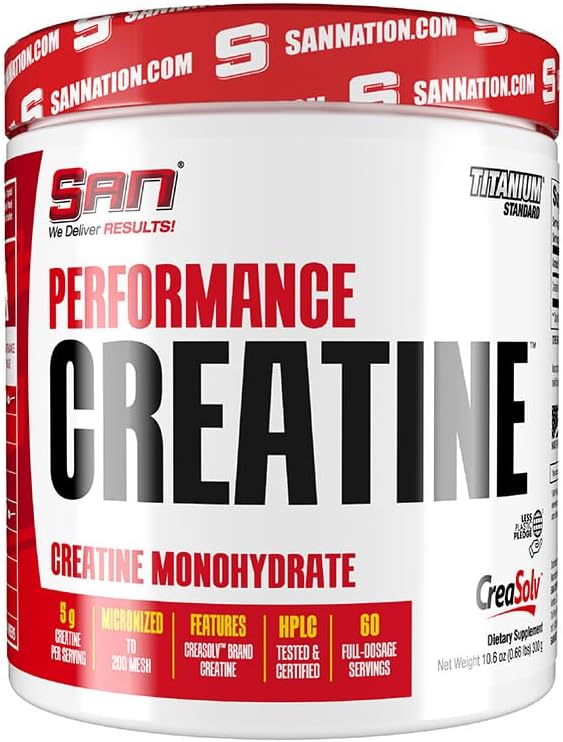 SAN Performance Creatine 300g Supports Muscle Growth and Athletic Endurance, 60 Servings