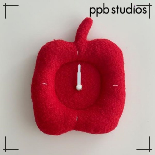 pppstudio 包装付静音 りんご 時計 Apple Clock_red 韓国雑貨 可愛い インテリア