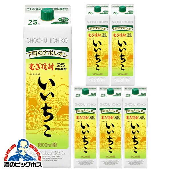 麦焼酎 パック いいちこ 25度 1800ml1ケース/6本(006)『OMS』