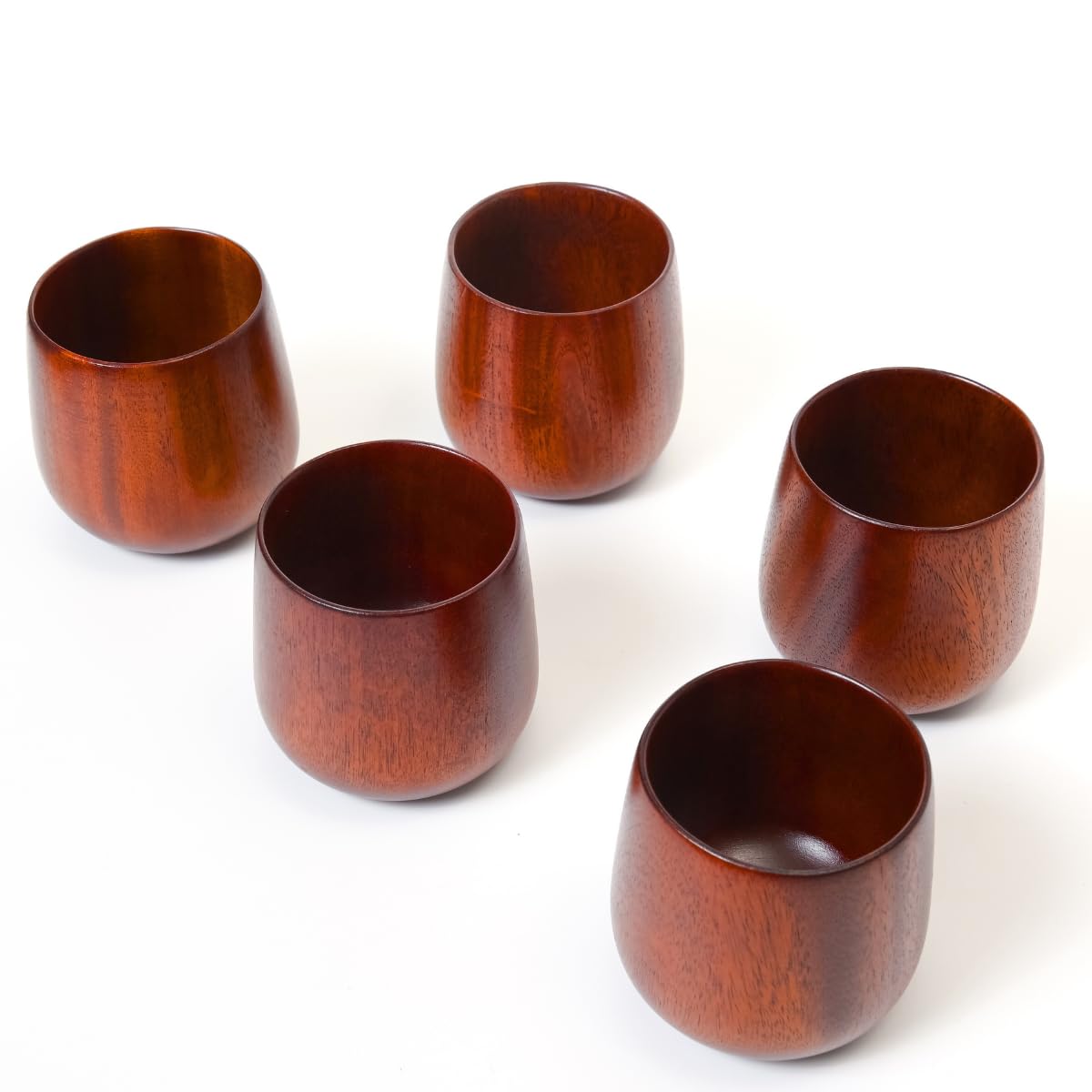 [徳成] 湯呑み コップ (木製漆塗り/直径7×高8cm) 5個セットまとめ買いで日常からおもてなしまで TAW-502 [食品衛生法適合品]