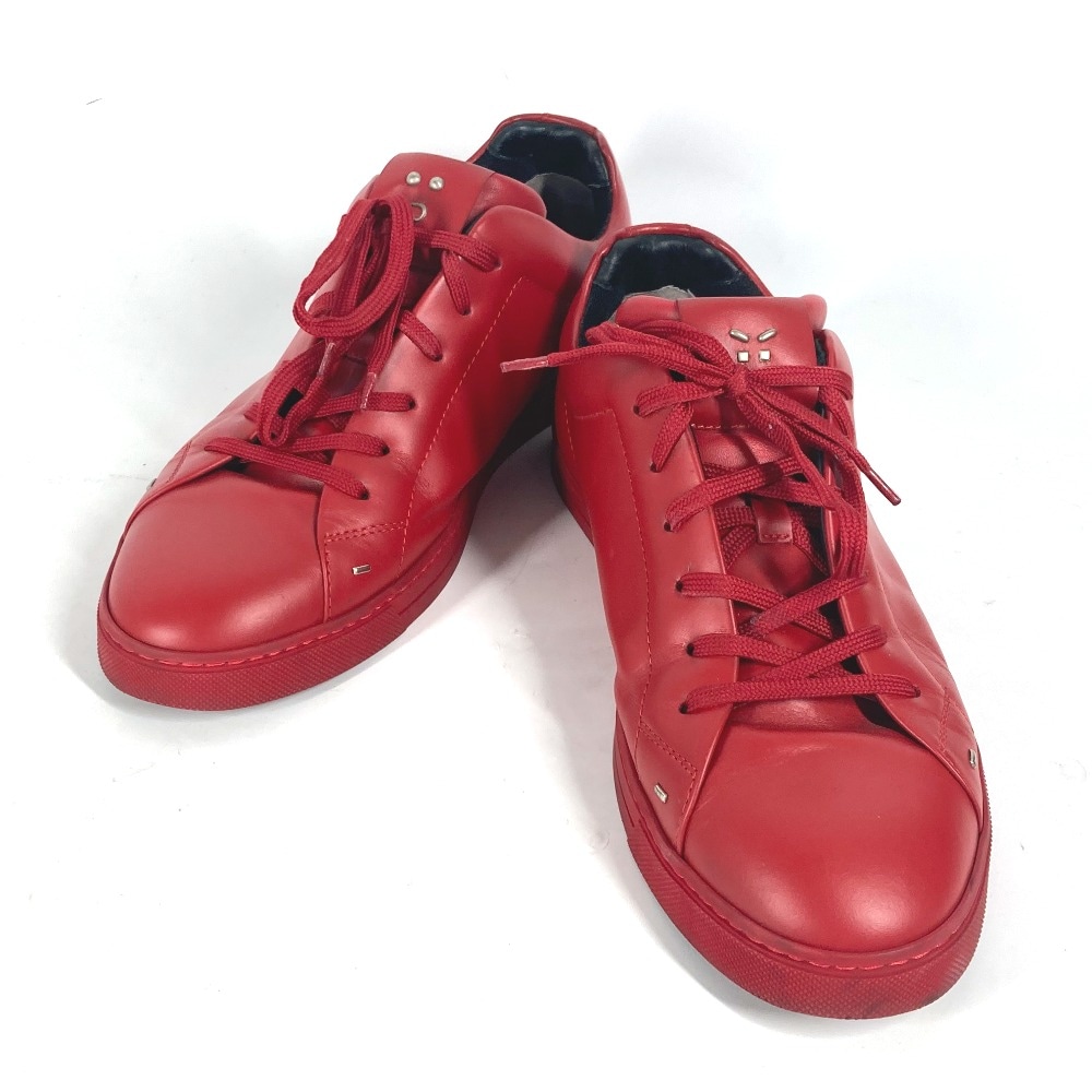スニーカー 7E1008 フェイス スタッズ 靴 シューズ レザー レッド