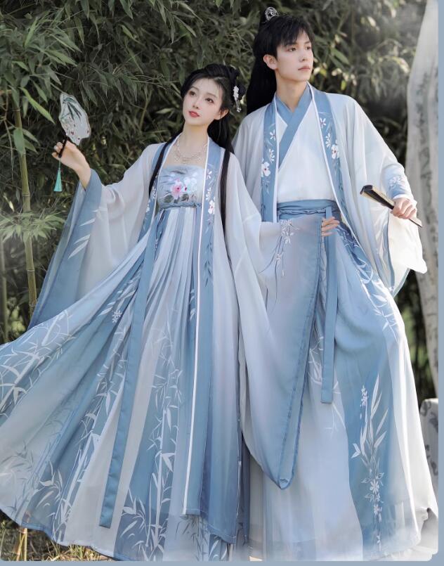 男女兼用漢服唐装 花刺繍 2点セット/3点セットロング丈羽織コートカッコイイカップル中華振袖漢服tシャツ+ロング丈スカート ワンピース 振袖中華古風コスプレ衣装メンズレディースチャイナ舞台ステージ服